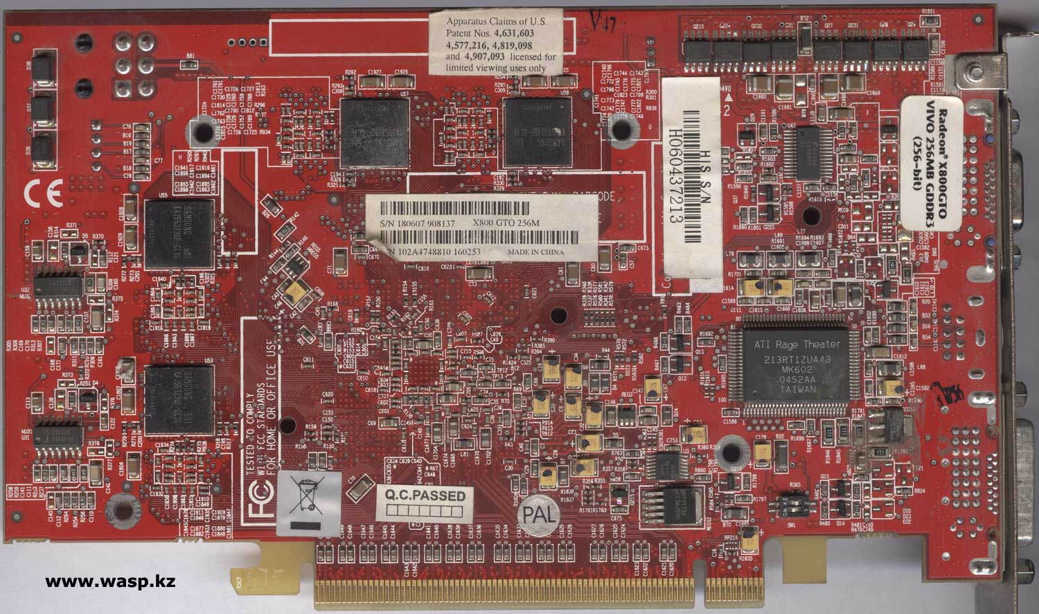 ATI Radeon X800GTO на чипе R480 VIVO Rage Theater 213RT1ZUA43