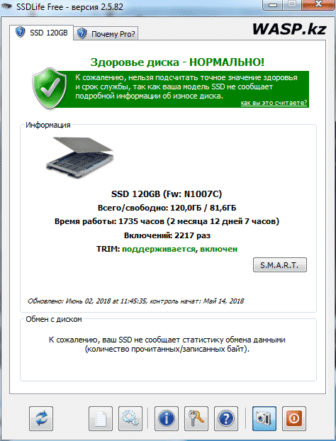 SSD Life программа об ZEPPELIN SSD 120G LS, инфа