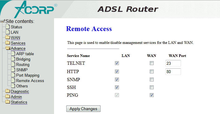   Acorp LAN410 Advance - Remote Access