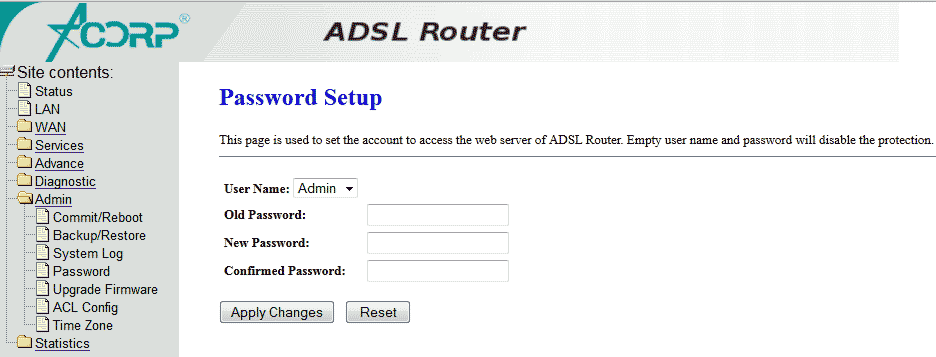 Admin - Password Setup      