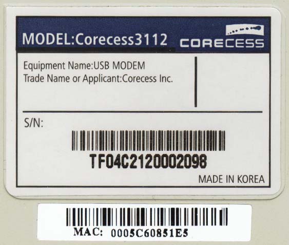Corecess 3112 MAC-адрес скачать драйвера этикетка