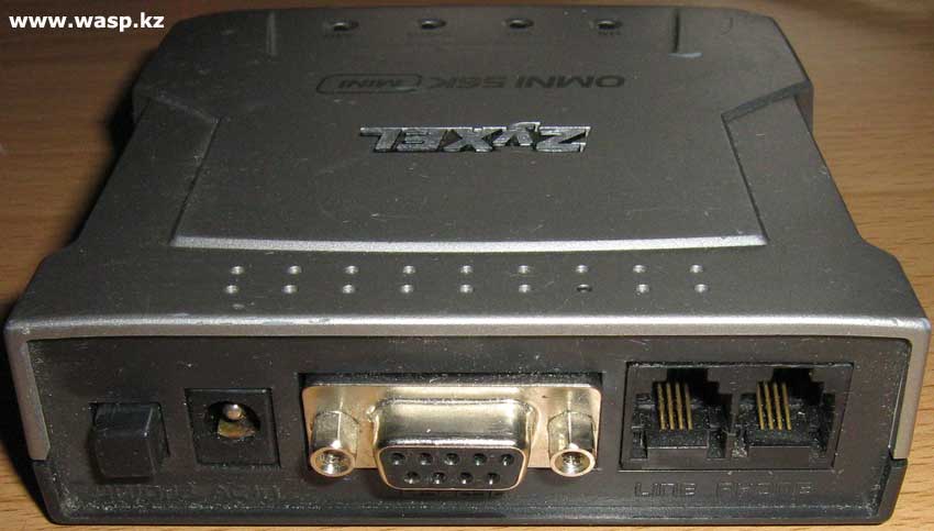 ZyXEL Omni 56K Mini разъемы на задней стороне