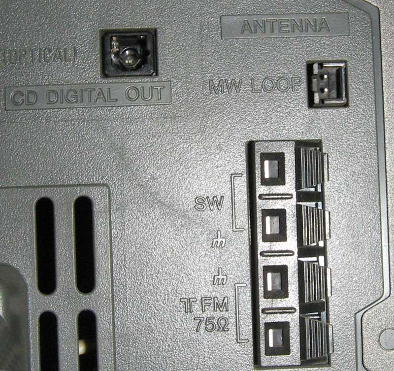 Aiwa NSX-S74 разъемы для антенны и оптика