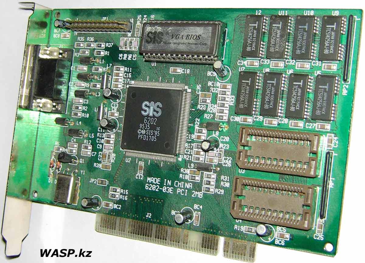 SiS 6202-03E PCI 2MB видеокарта, обзор старинной