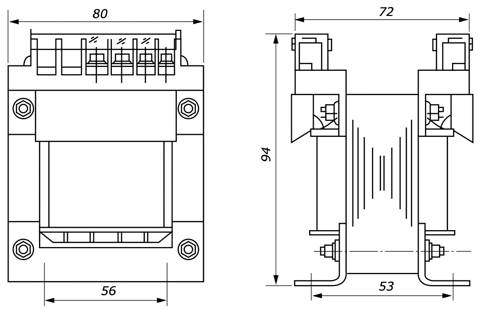 чертеж и размеры Tengen BK-25 JB/T 8750 трансформаторов